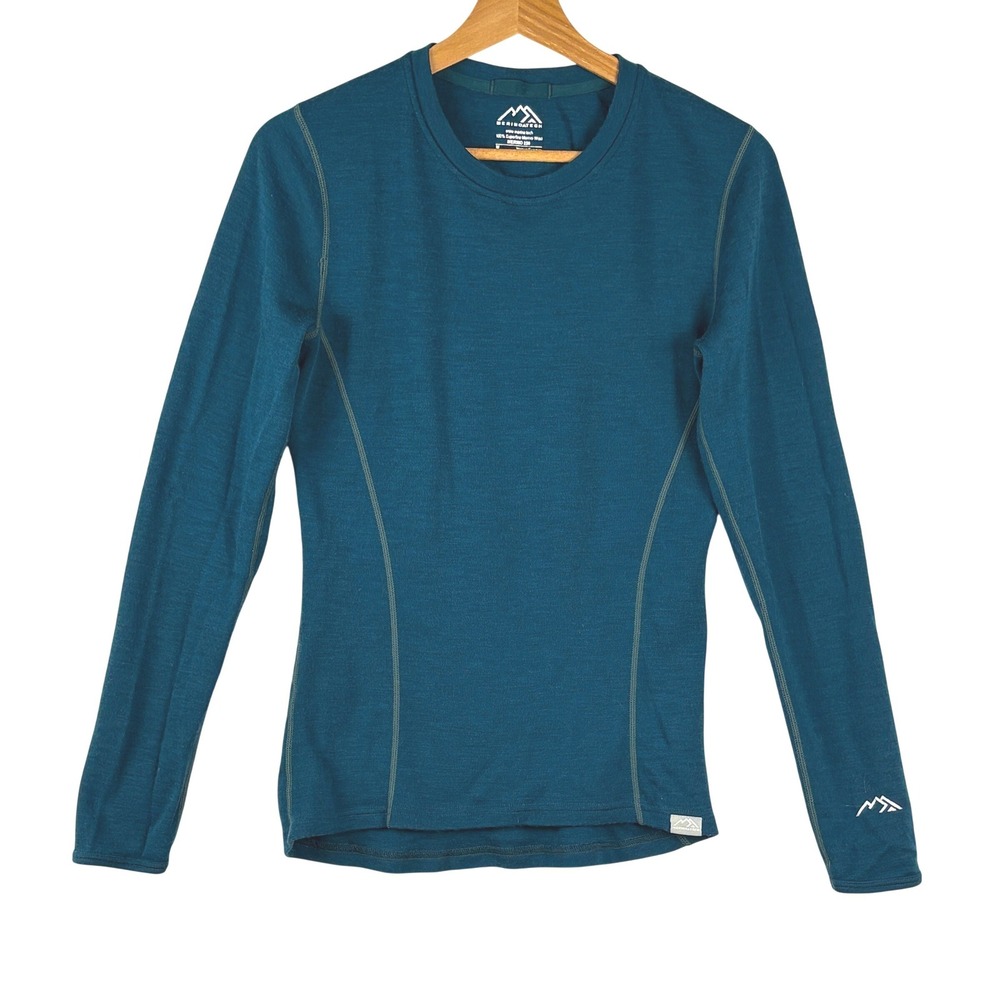 Merino.tech Women Long Sleeve Base Layer Midweight Merino 250 Wool Top M Teal